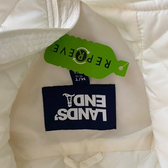 LANDS’ END winter white ivory creme Puffer vest Size M NWT - Picture 4 of 10